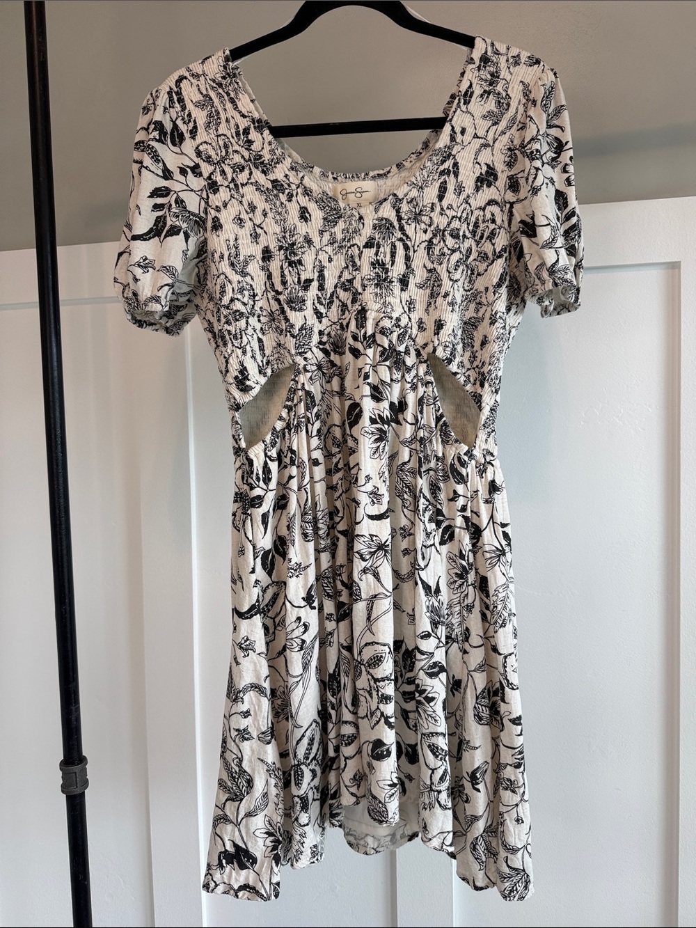 Jessica Simpson Black and White Floral Cutout Mini Dress